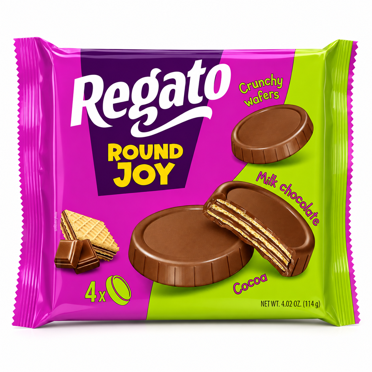 NEW - Regato Round Joy Crunchy Wafers 114 g