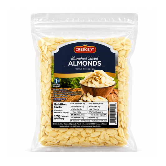 NT63D – Crescent  Blanched Sliced Almonds 16 x 8 oz (226g)