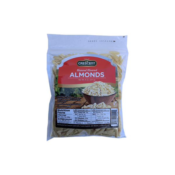 NT63E – Crescent Blanched Slivered Almond 16x8oz