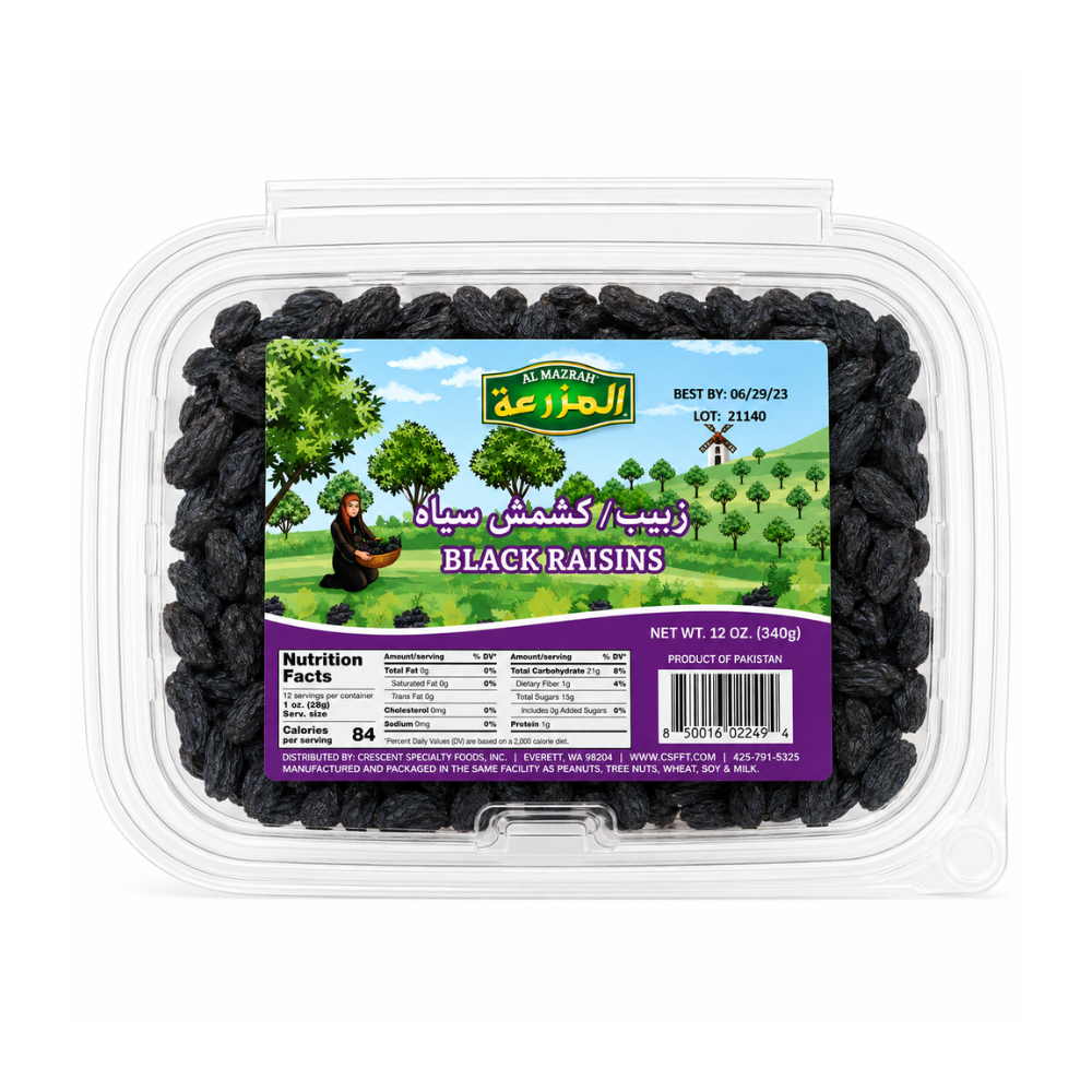 NT71C -  Al Mazrah Black Raisins 12 x 12 oz (340g) Cont.