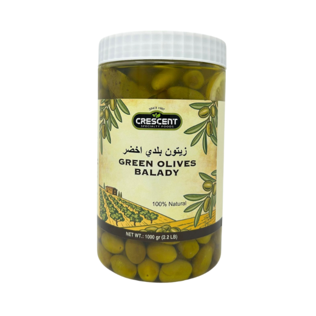 OV05 – Crescent Balady Green Olives 9 x 1 KG
