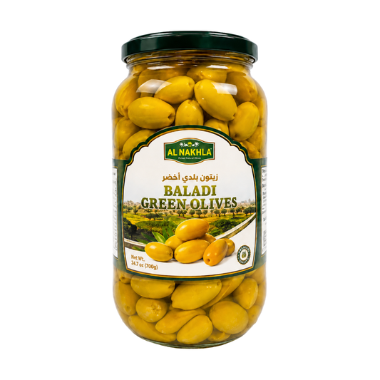 OV0503 – Almazrah Baladi Green Olives 12 x 35 oz (1000g)
