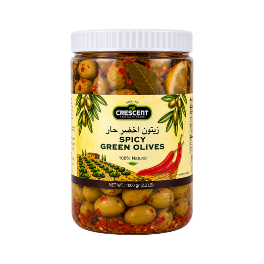 OV05E – Crescent Green Olives Spicy 9 x 35 oz (1000g)