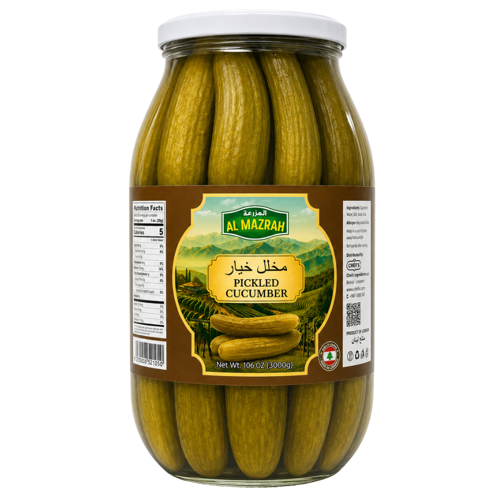 PK0104 - Lebanon Pickled Cucumber Jar 4 x 3 Kg Al Mazrah