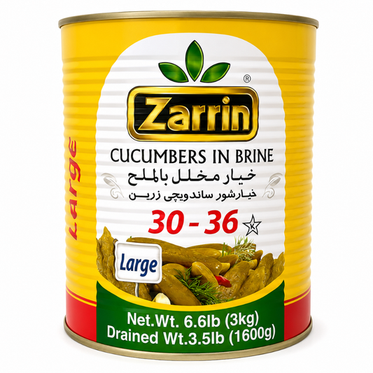 PK30G – Zarrin Cucumber in Brine (30-36) 6 x 3000 g tins