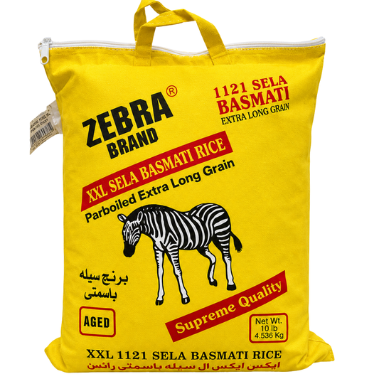 R0401 - Zebra XXL Sela Basmati Rice 4 x 160 oz (4540g) Yellow Bags