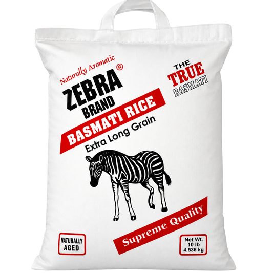 R04C - Zebra XXL Sela Basmati Rice 4 x 160 oz (4540g) White Bags