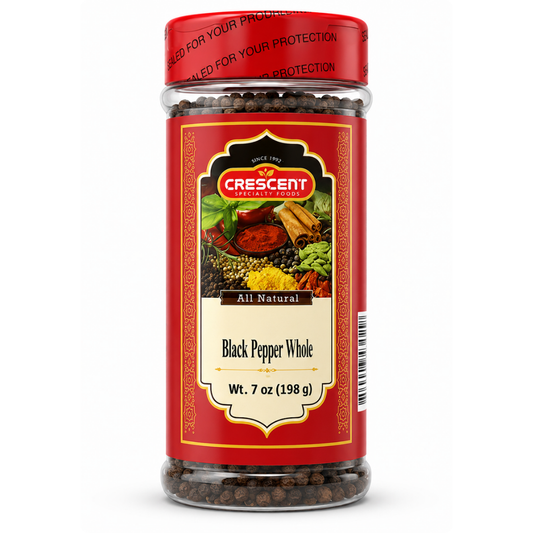 SP13B - Crescent Whole Black Pepper 12 x 7 oz. (198g) Jars