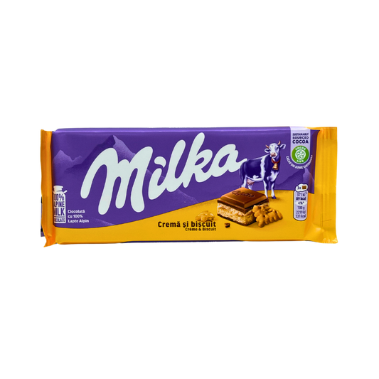 SW0802 – Milka Cream & Biscuit Bars 18 x100 gr