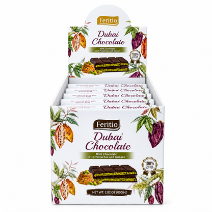 SW0903 - Feritio Dubai Chocolate W/Pistachio Bars  81 x 80 g.