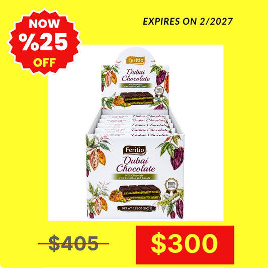 SW0903 - Feritio Dubai Chocolate W/Pistachio Bars  81 x 80 g.