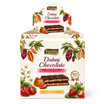 SW0905 - Feritio Strawberry Dubai Chocolate Bars  81 x 80 g.