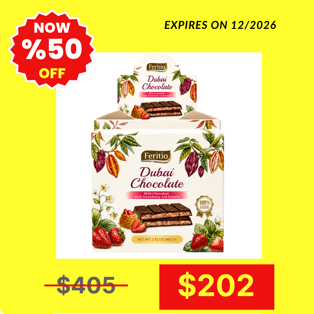SW0905 - Feritio Strawberry Dubai Chocolate Bars  81 x 80 g.