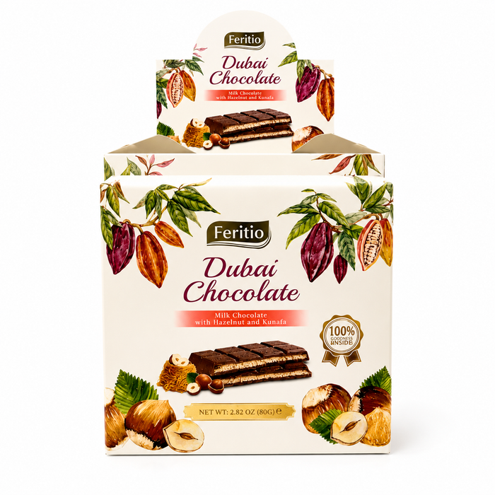 SW0907 - Feritio Hazelnut Dubai Chocolate Bars 81 x 80 gr