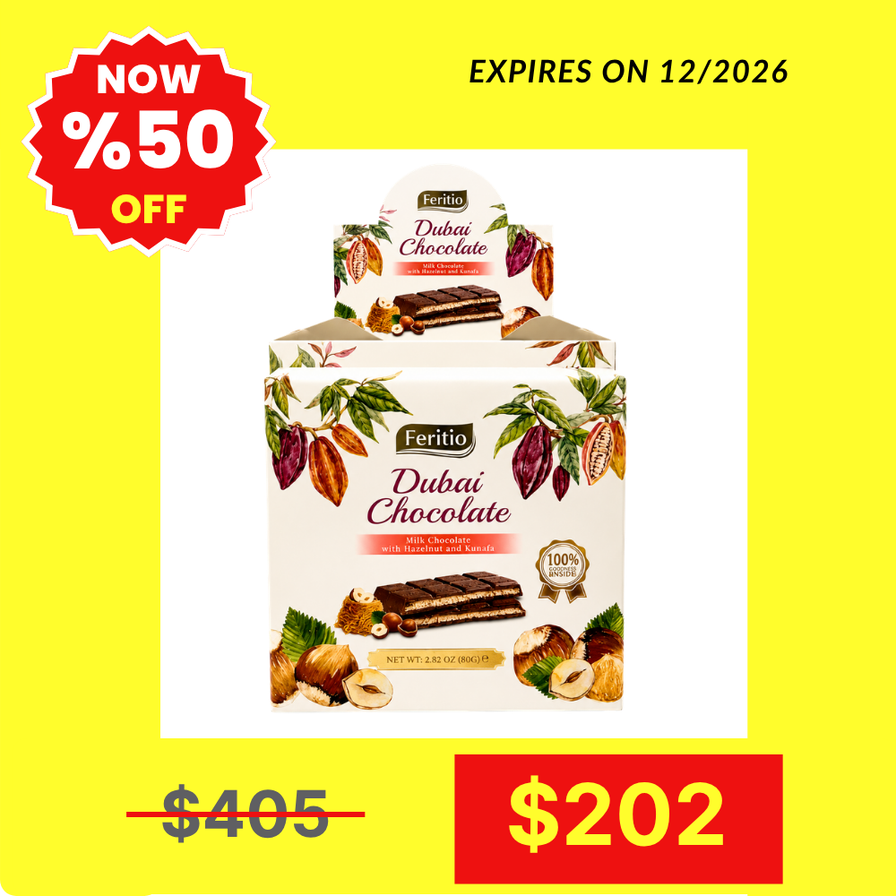 SW0907 - Feritio Hazelnut Dubai Chocolate Bars 81 x 80 gr