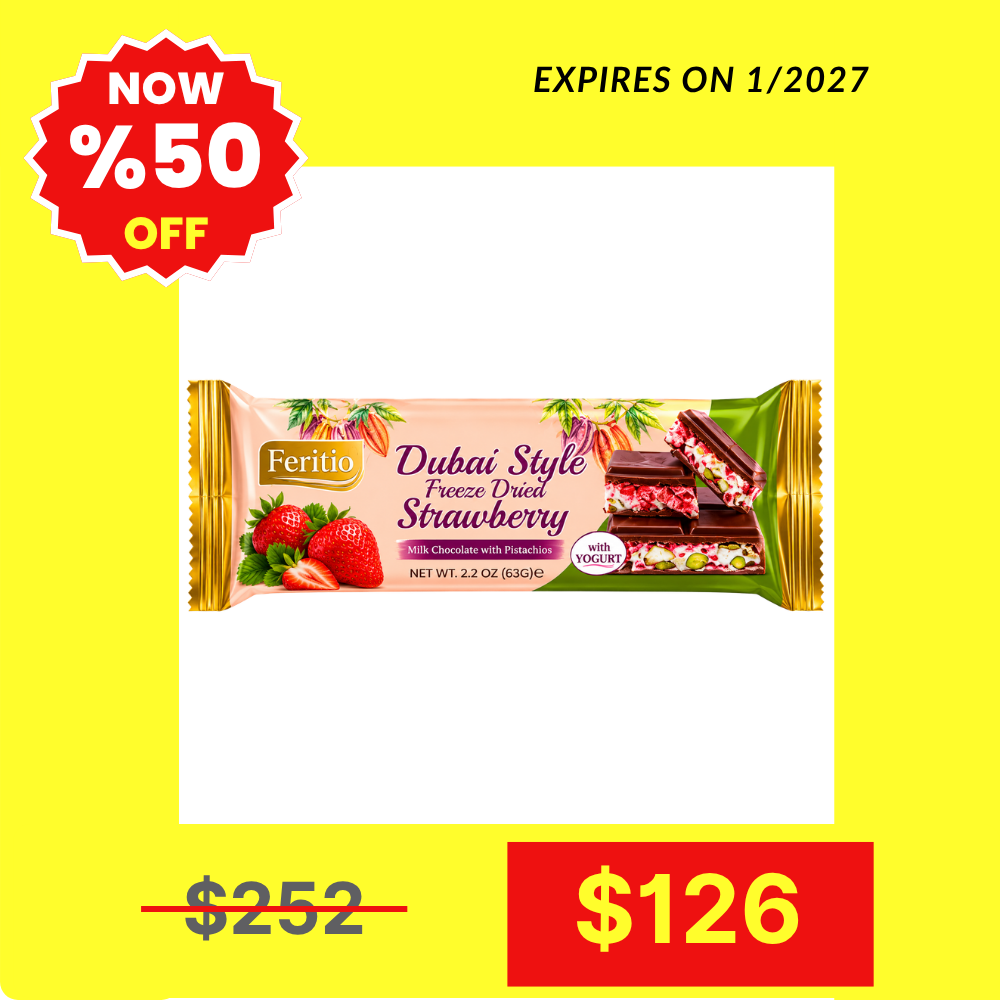 SW0913 - Feritio Dubai Style Freez Strawberry Cho Bars 84 x 63g.