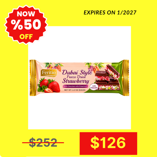 SW0913 - Feritio Dubai Style Freez Strawberry Cho Bars 84 x 63g.