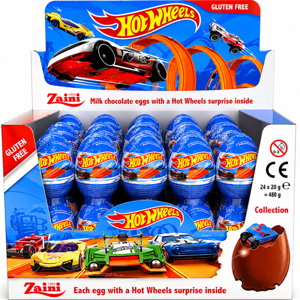 SW52A - Zaini Hot Wheels Surprise Eggs 24 x 20 gr