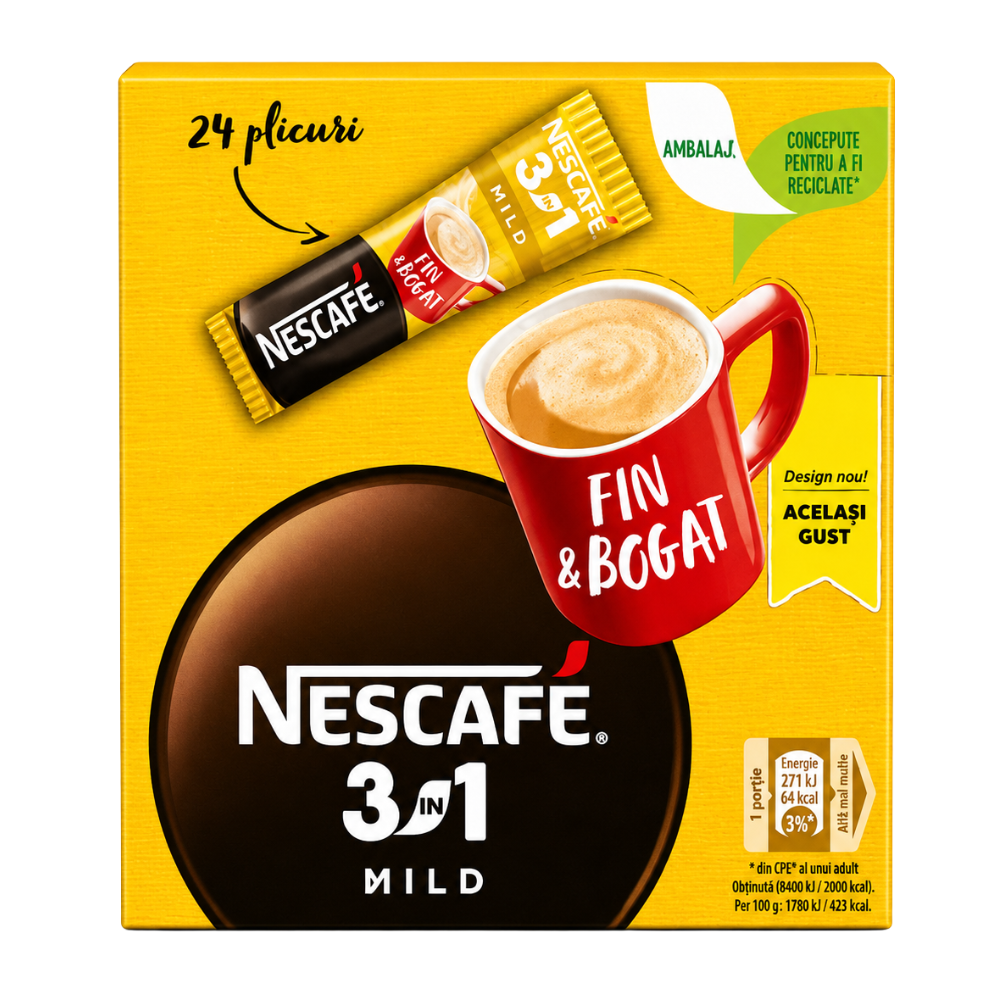 T35AB - Nescafe 3 in 1 Mild  Box 10 x 24 x 15 gr (Yellow)