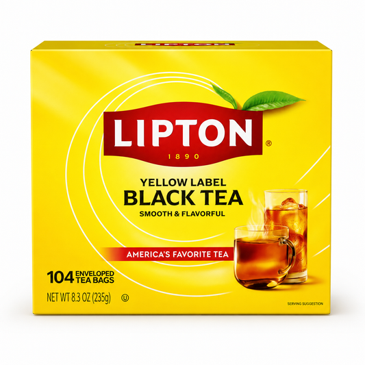T3903 - 6 x 312 Enveloped Tea Bags LIPTON Yellow Lable Black Tea