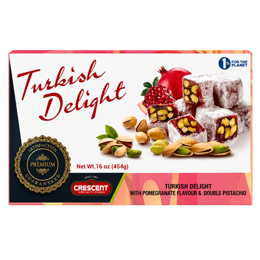 TD01D – Crescent Mixed Pomegranate & PistachioTurkish Delight 12 x 16 oz (454g)
