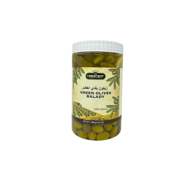 OV05 - Crescent Balady Green Olives 9 x 1 KG