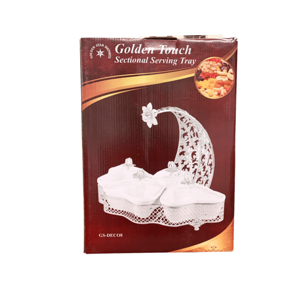 KW90CA - GS-DECO8-B Silver/Ceramic 4 Sectional/ Flower Tray