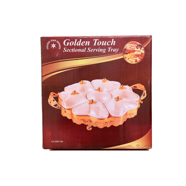 KW90CB - GS-DECO7-A  Gold/Ceramic 4 Sectional/Flower Tray