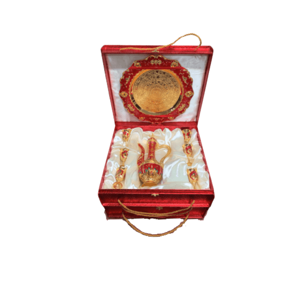 KW91F - GS-20711  Wine Cup & Saucer & Teapot Set- Red Gift Box