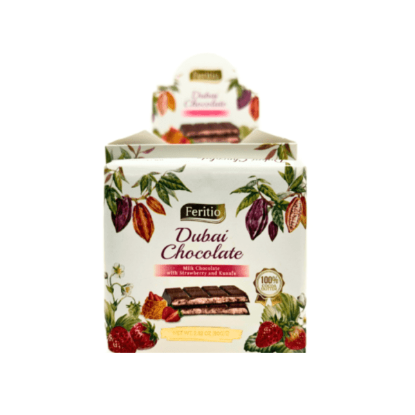 SW0905 - Feritio Strawberry Dubai Chocolate Bars  81 x 80 g.