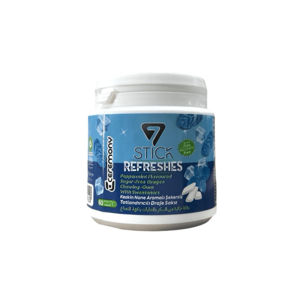 GM0711 - Jars. 7Stick Sugar Free Gum Peppermint 12 x 80g Jars.
